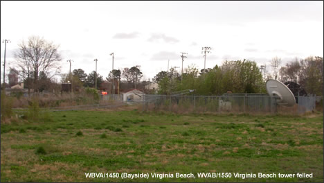 WBVA/1450 Bayside (Virginia Beach), WVAB/1550 Virginia Beach tower felled