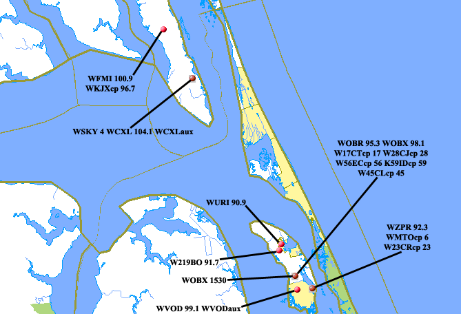 Currituck/Manteo � Transmitters Map