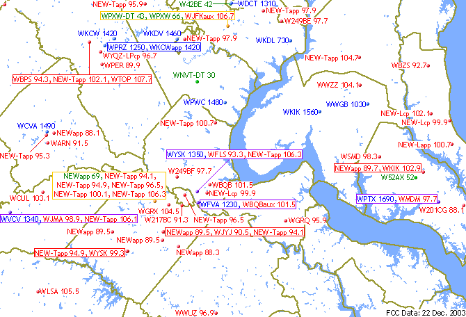 Fredericksburg � Transmitters Map