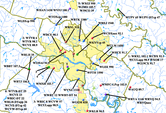 Richmond Metro  Transmitters Map